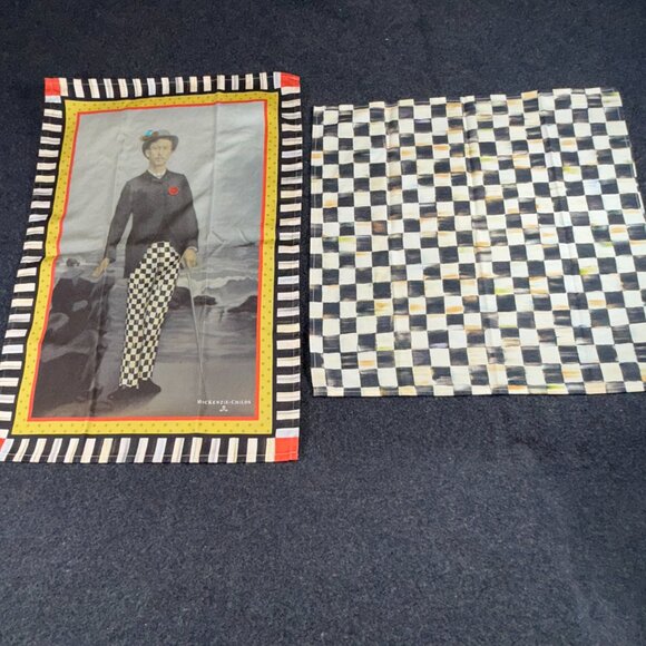 NWOT Mackenzie Childs Courtly Check Cotton Napkin & A Man With A View Dish Towel - Picture 3 of 15